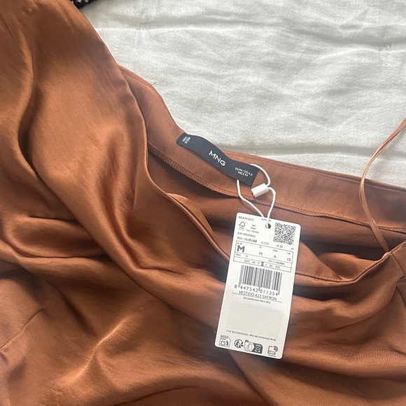 Mango Copper One Shoulder Satin Dress - brand new - Picture 4 of 6
